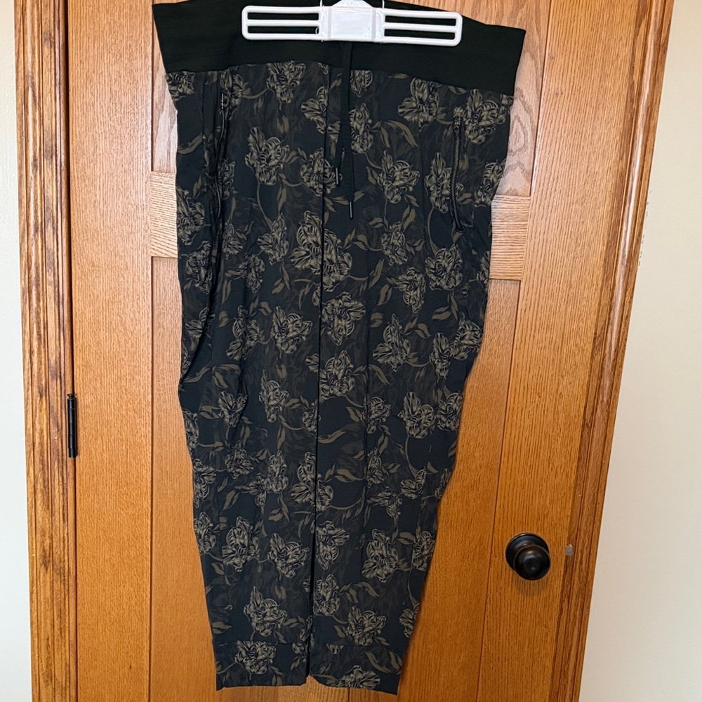 Athleta Black Floral Track Joggers